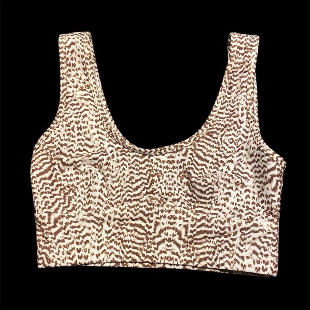 Brown and Cream Patterned Sports bra